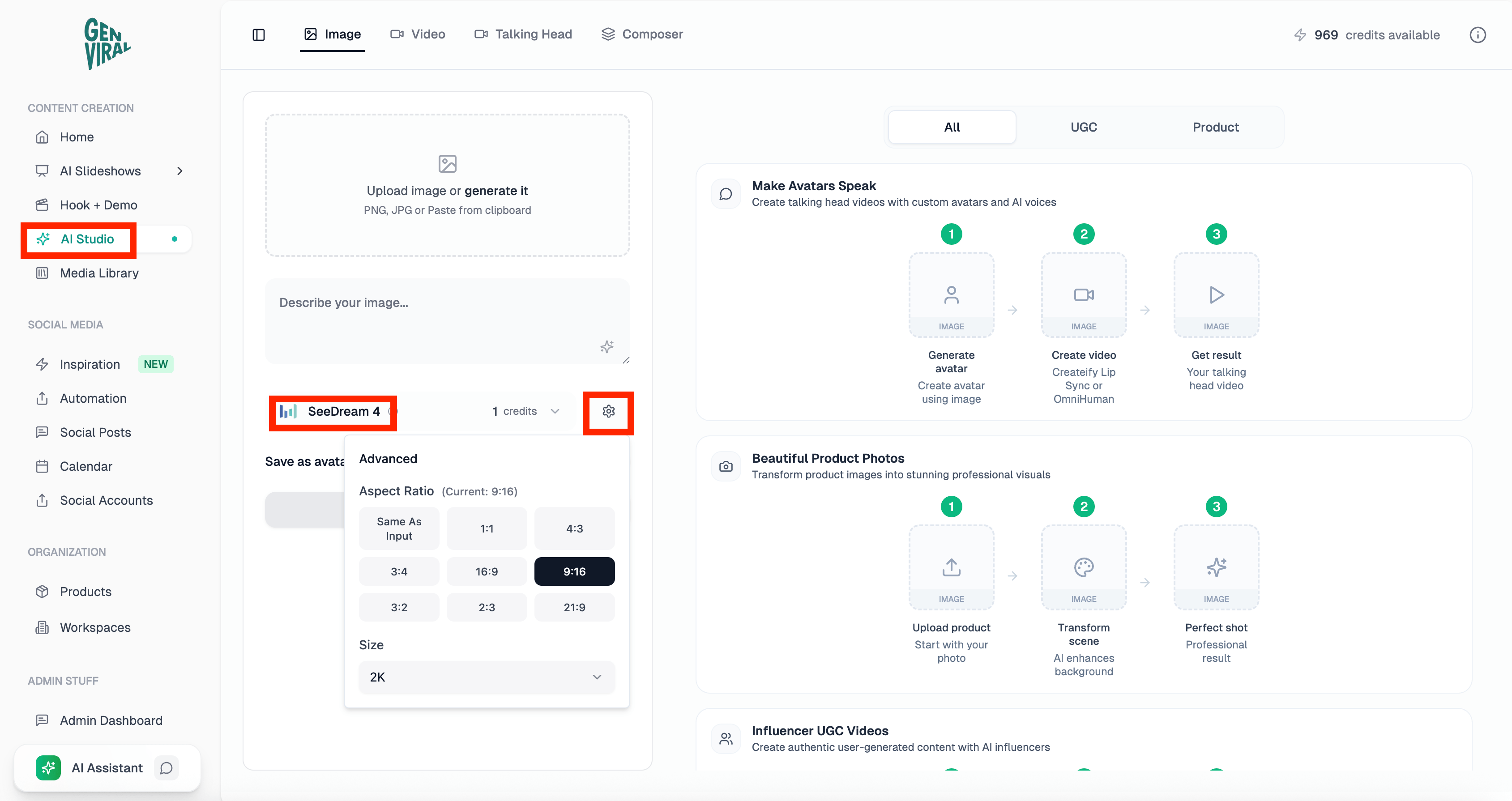 Genviral's AI Studio