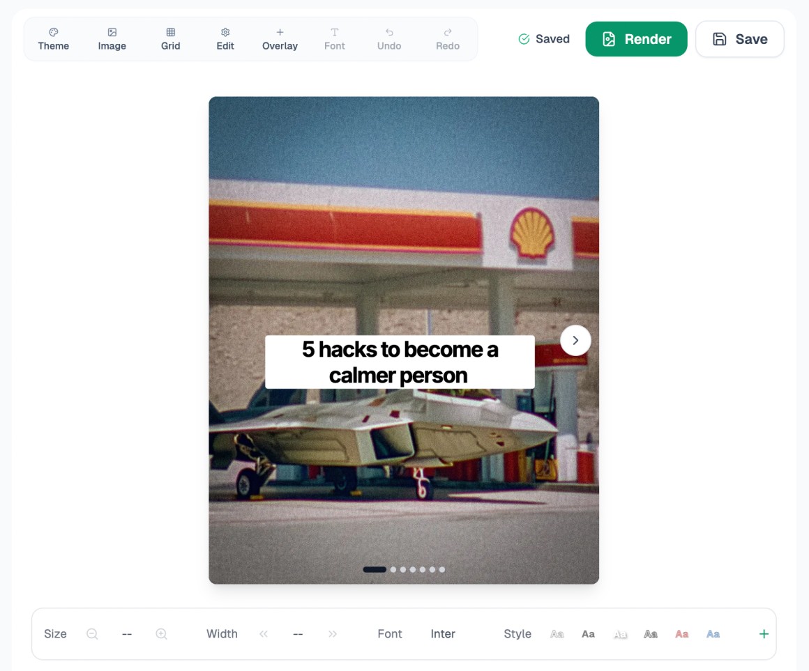 Genviral's slideshow editing options