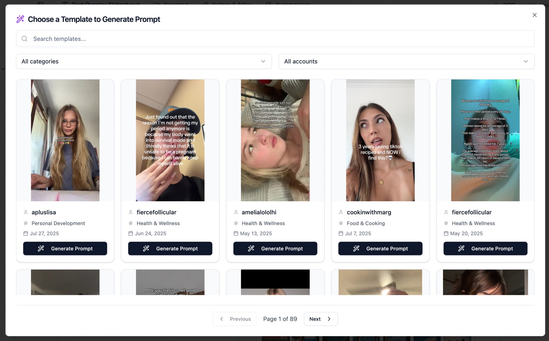 Genviral's slideshow template feature
